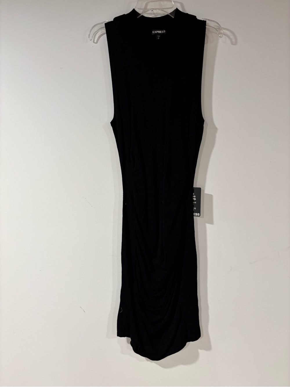 NWT Express Black Sleeveless Ruched Sweater Dress with Mock Neck